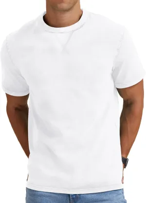 NITAGUT Mens Distressed Cotton Shirts Vintage Hipster Hip Hop Longline Crew Neck T-Shirt