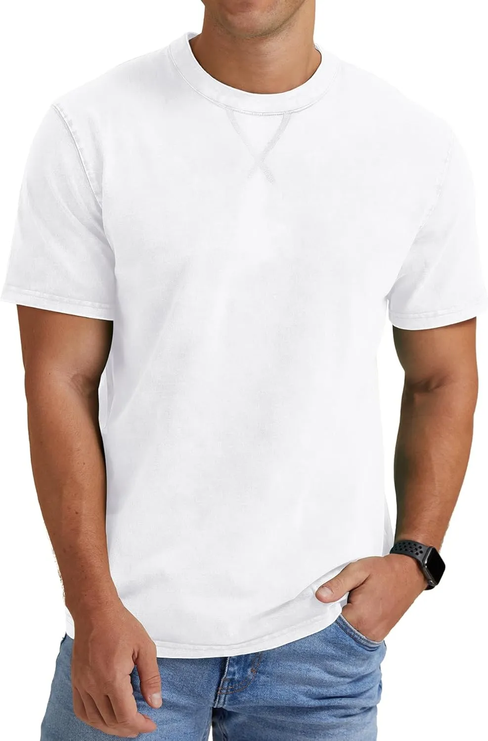 NITAGUT Mens Distressed Cotton Shirts Vintage Hipster Hip Hop Longline Crew Neck T-Shirt
