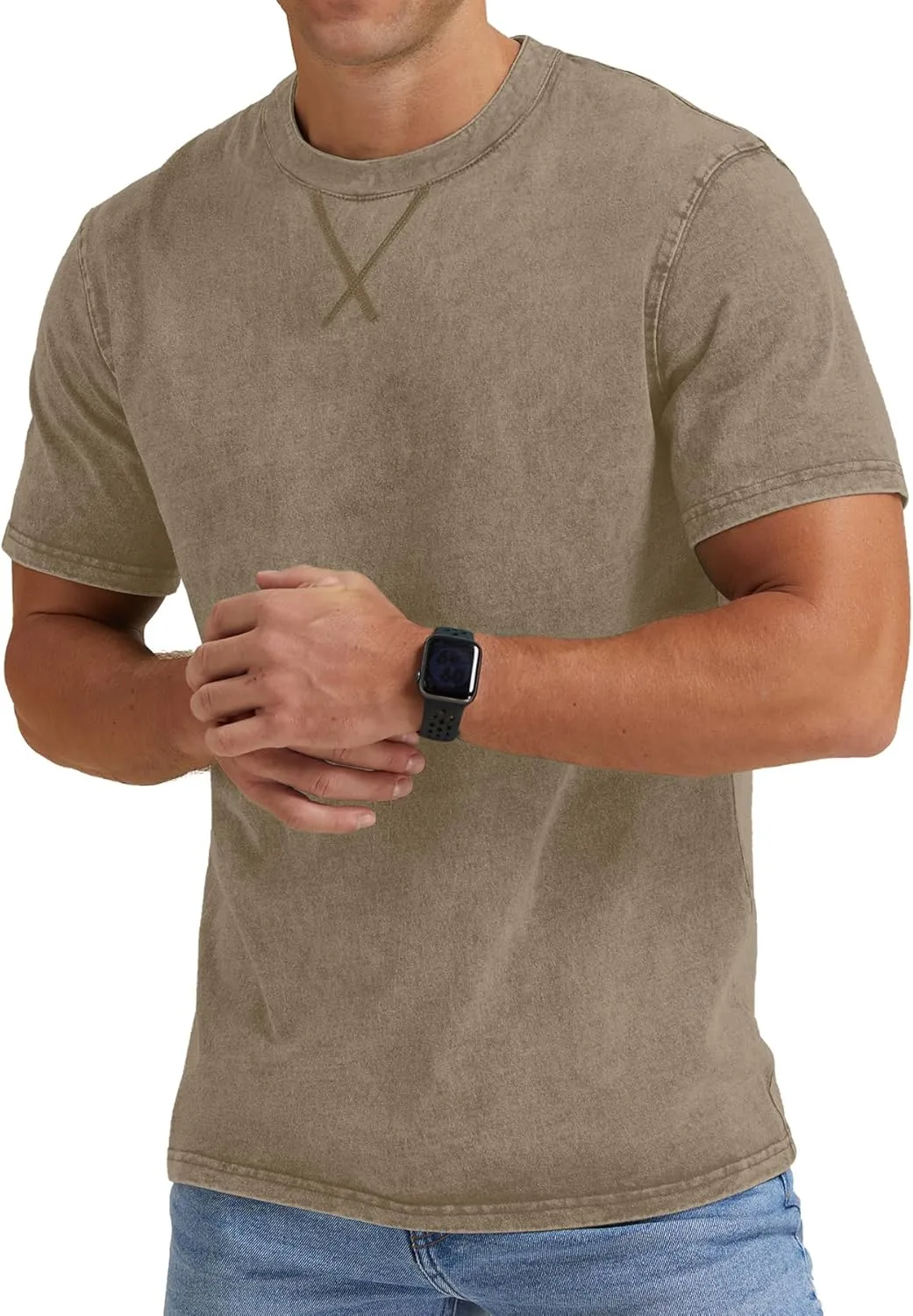 NITAGUT Mens Distressed Cotton Shirts Vintage Hipster Hip Hop Longline Crew Neck T-Shirt