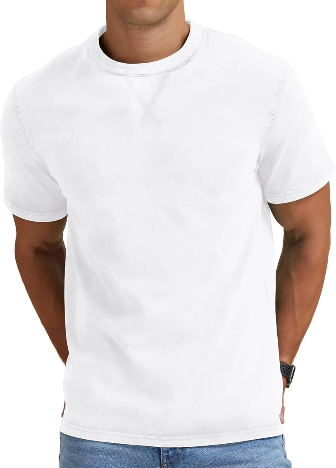NITAGUT Mens Distressed Cotton Shirts Vintage Hipster Hip Hop Longline Crew Neck T-Shirt