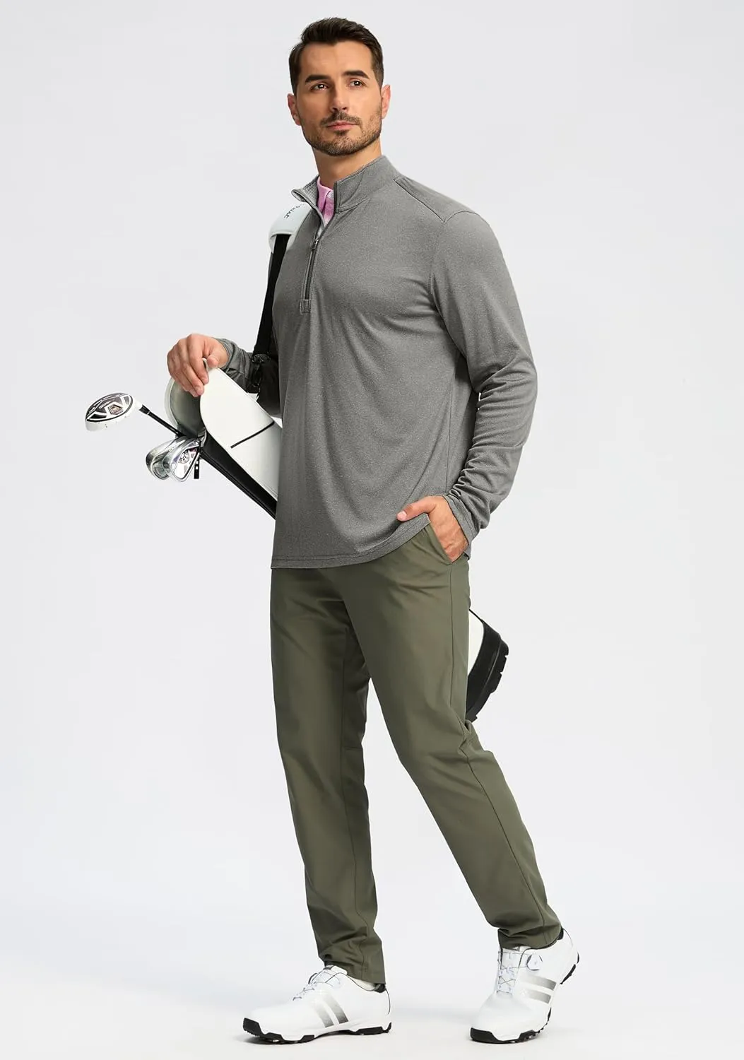 Obla Golf Quarter Zip Pullover for Men Mock Neck Sweatshirt Lightweight Sun Protection Men's Long Sleeve Golf Shirt