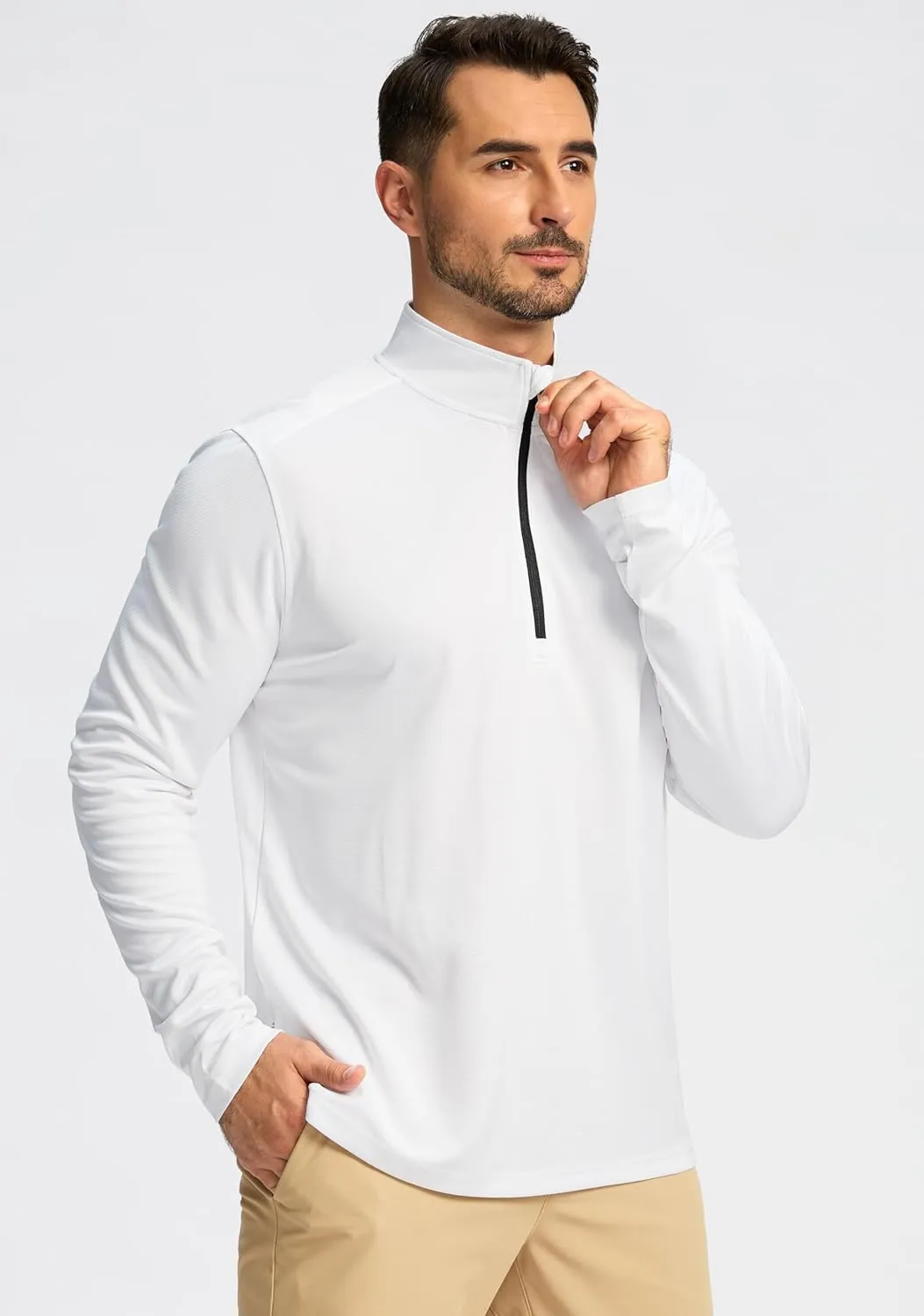 Obla Golf Quarter Zip Pullover for Men Mock Neck Sweatshirt Lightweight Sun Protection Men's Long Sleeve Golf Shirt