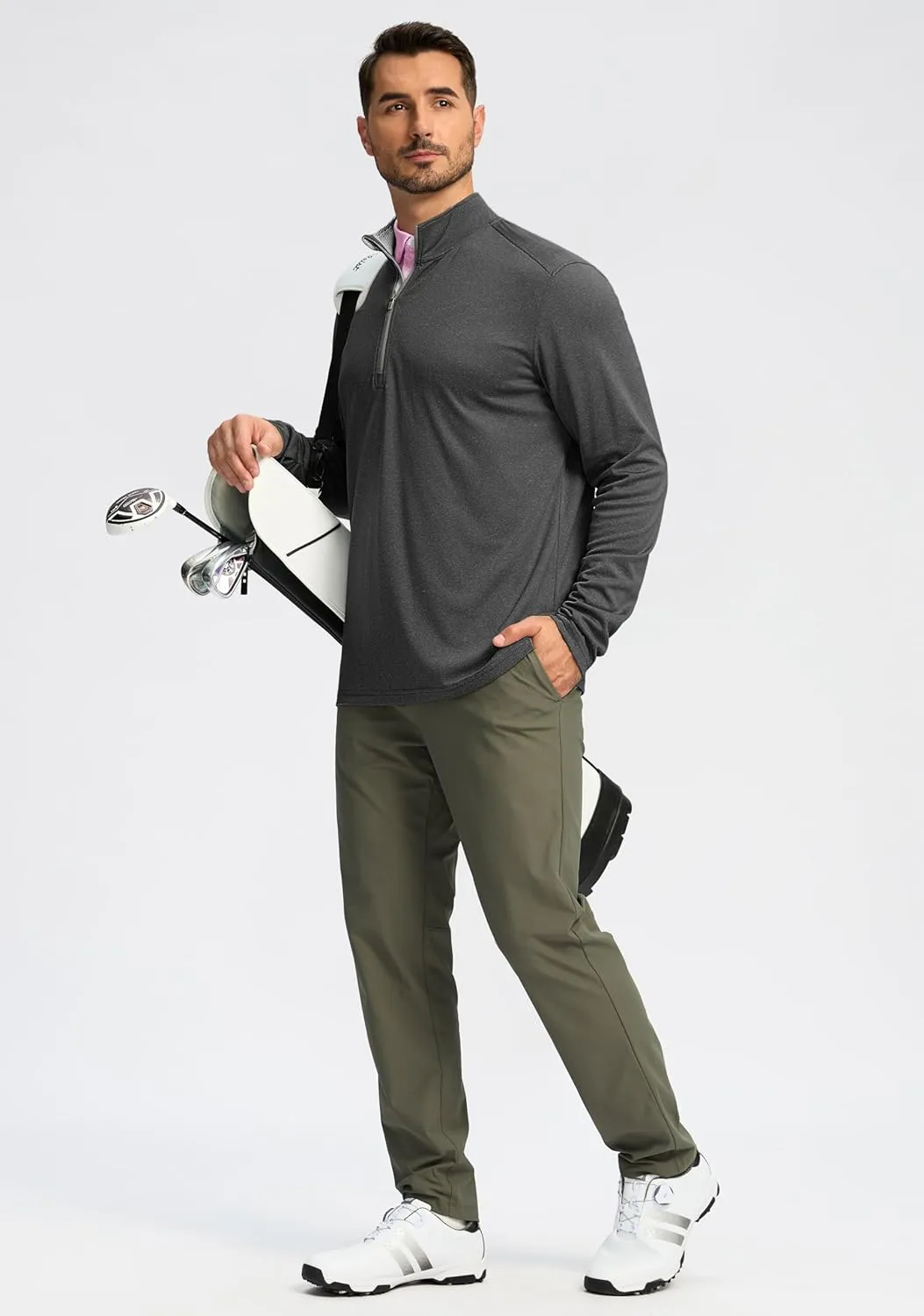 Obla Golf Quarter Zip Pullover for Men Mock Neck Sweatshirt Lightweight Sun Protection Men's Long Sleeve Golf Shirt