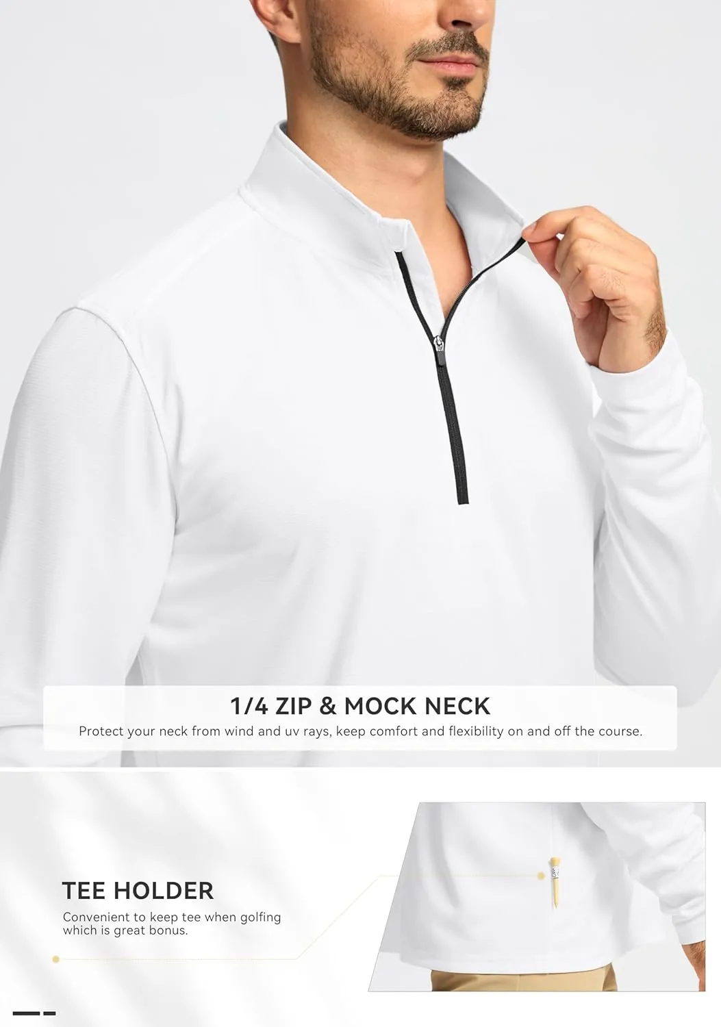 Obla Golf Quarter Zip Pullover for Men Mock Neck Sweatshirt Lightweight Sun Protection Men's Long Sleeve Golf Shirt