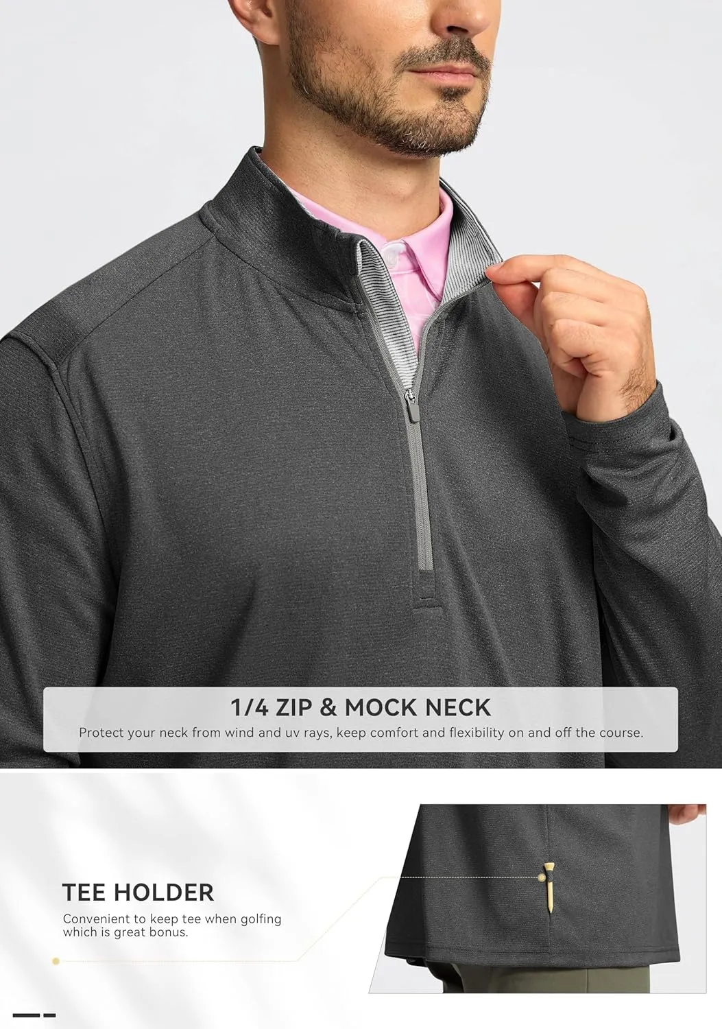 Obla Golf Quarter Zip Pullover for Men Mock Neck Sweatshirt Lightweight Sun Protection Men's Long Sleeve Golf Shirt