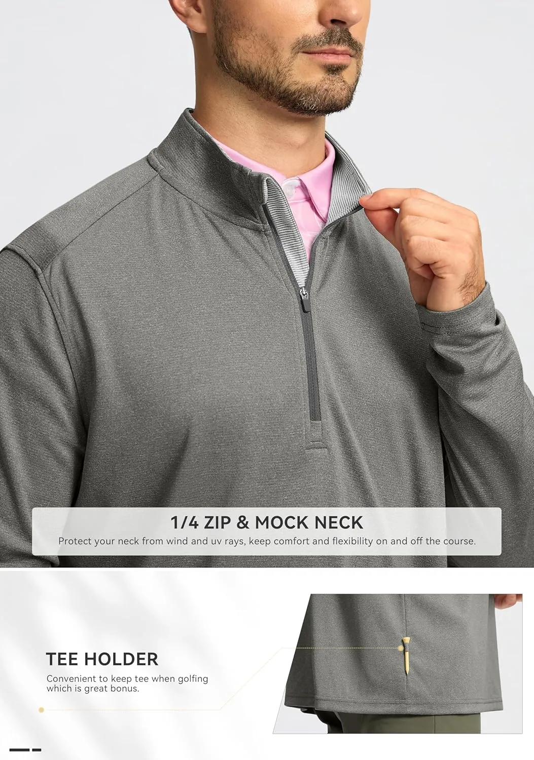 Obla Golf Quarter Zip Pullover for Men Mock Neck Sweatshirt Lightweight Sun Protection Men's Long Sleeve Golf Shirt