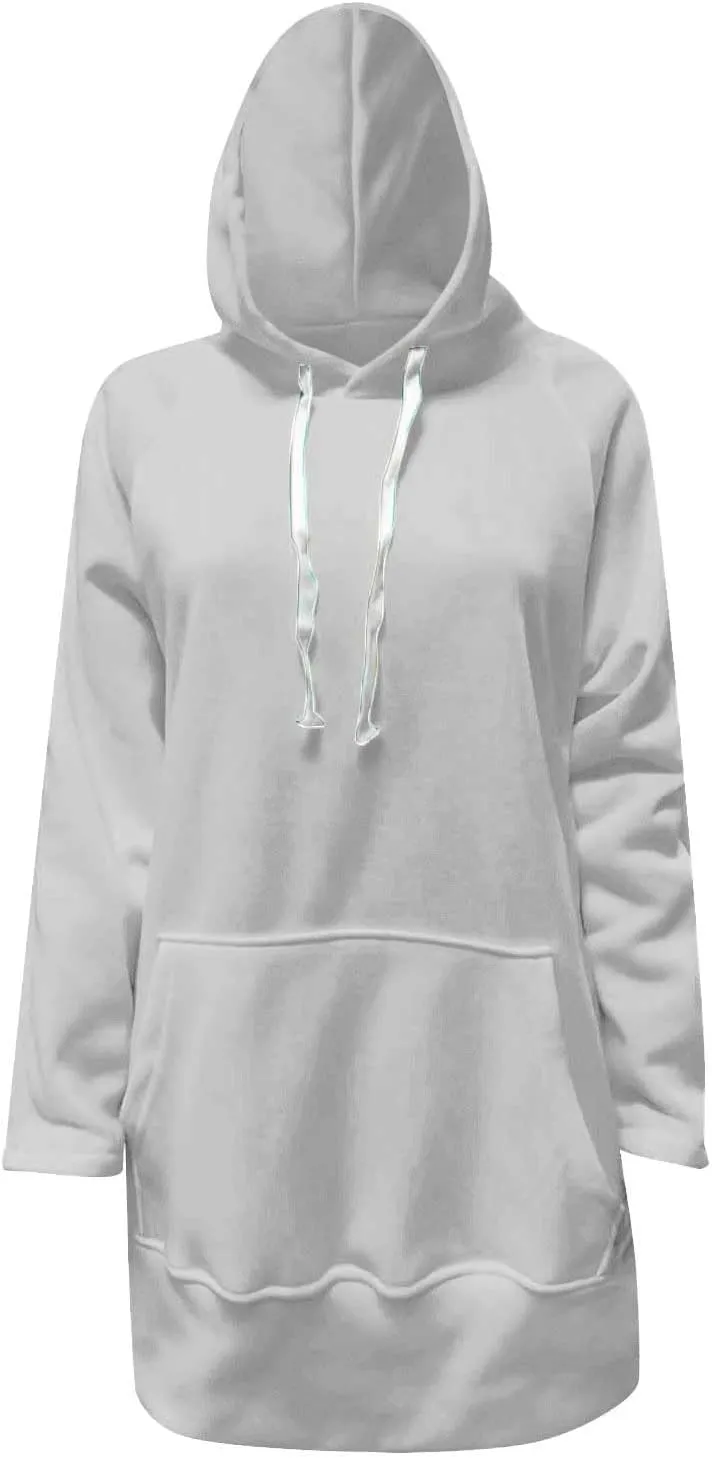Oversized Hoodie Dress for Womens Hoodies Plus Size Casual Crewneck Long Sleeve Split Hem Pullover with Pockets