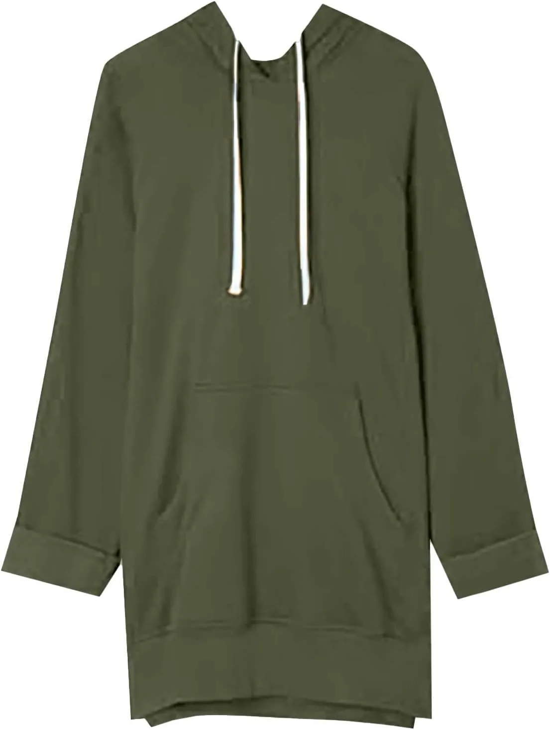 Oversized Hoodie Dress for Womens Hoodies Plus Size Casual Crewneck Long Sleeve Split Hem Pullover with Pockets