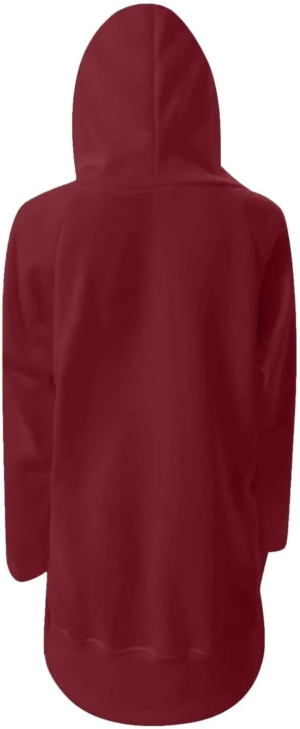 Oversized Hoodie Dress for Womens Hoodies Plus Size Casual Crewneck Long Sleeve Split Hem Pullover with Pockets