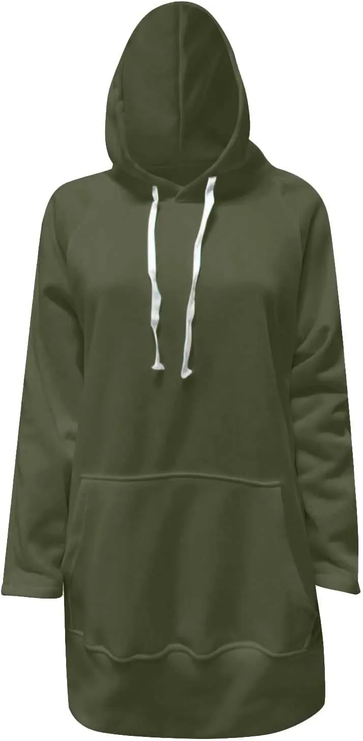 Oversized Hoodie Dress for Womens Hoodies Plus Size Casual Crewneck Long Sleeve Split Hem Pullover with Pockets