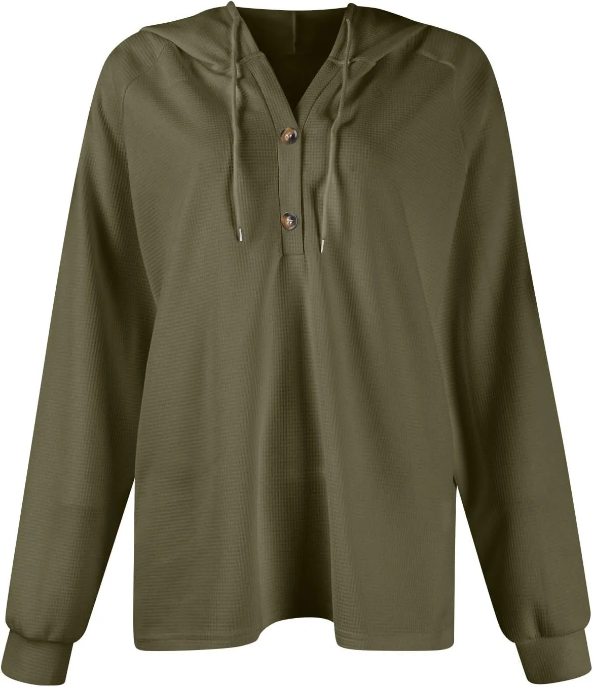 Oversized Hoodies for Women Soft V Neck Waffle Knit Hooded Sweatshirt Lightweight Fall Long Sleeve Pullover Sweaters