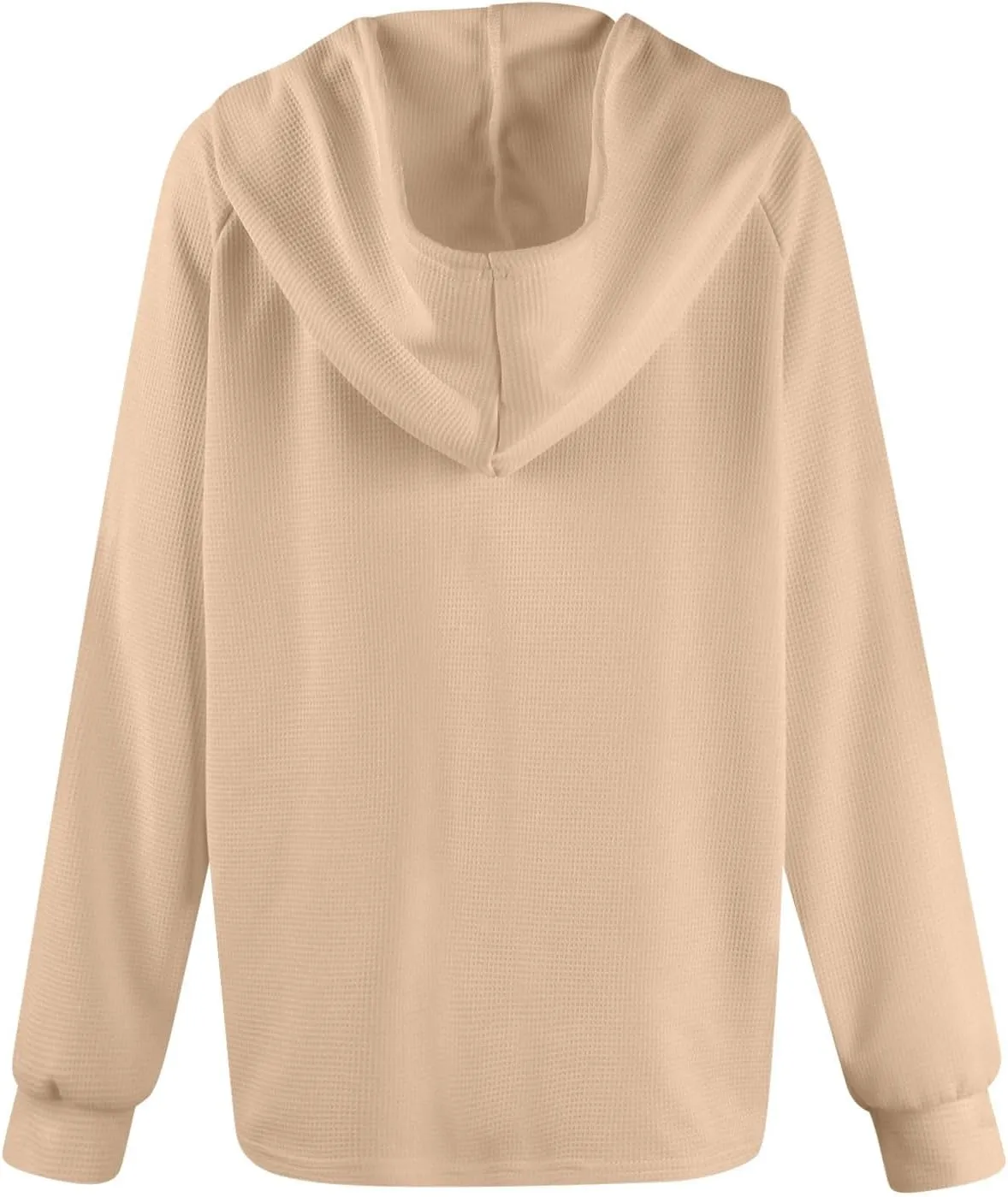 Oversized Hoodies for Women Soft V Neck Waffle Knit Hooded Sweatshirt Lightweight Fall Long Sleeve Pullover Sweaters