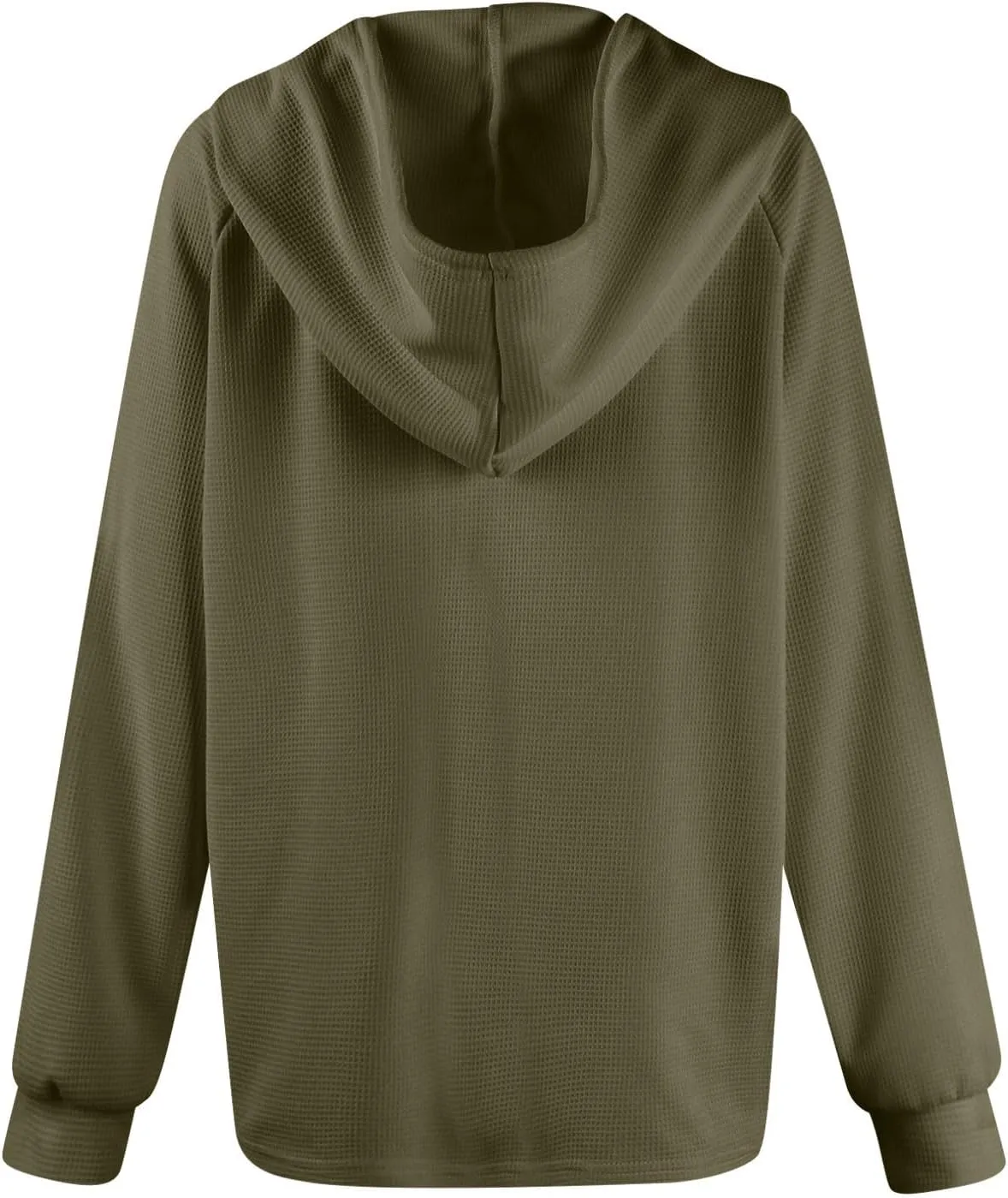 Oversized Hoodies for Women Soft V Neck Waffle Knit Hooded Sweatshirt Lightweight Fall Long Sleeve Pullover Sweaters