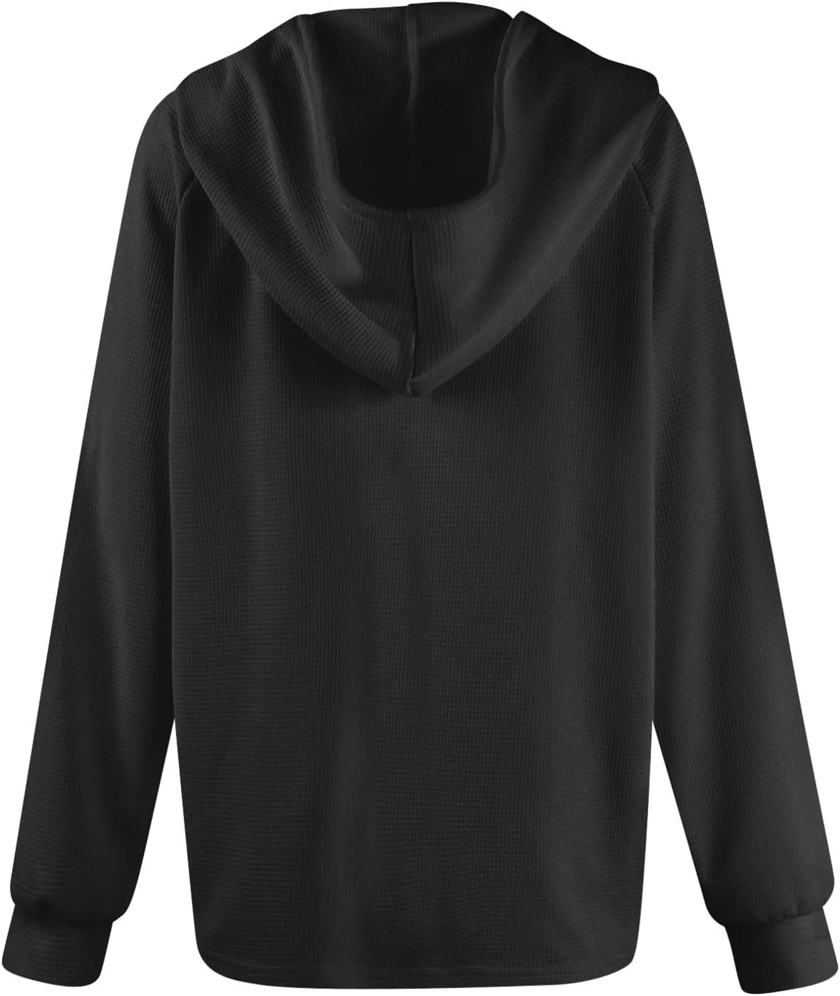 Oversized Hoodies for Women Soft V Neck Waffle Knit Hooded Sweatshirt Lightweight Fall Long Sleeve Pullover Sweaters
