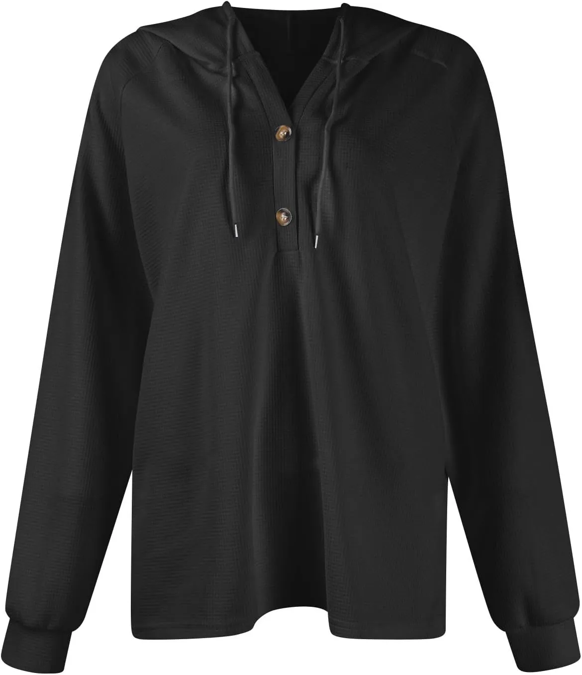 Oversized Hoodies for Women Soft V Neck Waffle Knit Hooded Sweatshirt Lightweight Fall Long Sleeve Pullover Sweaters