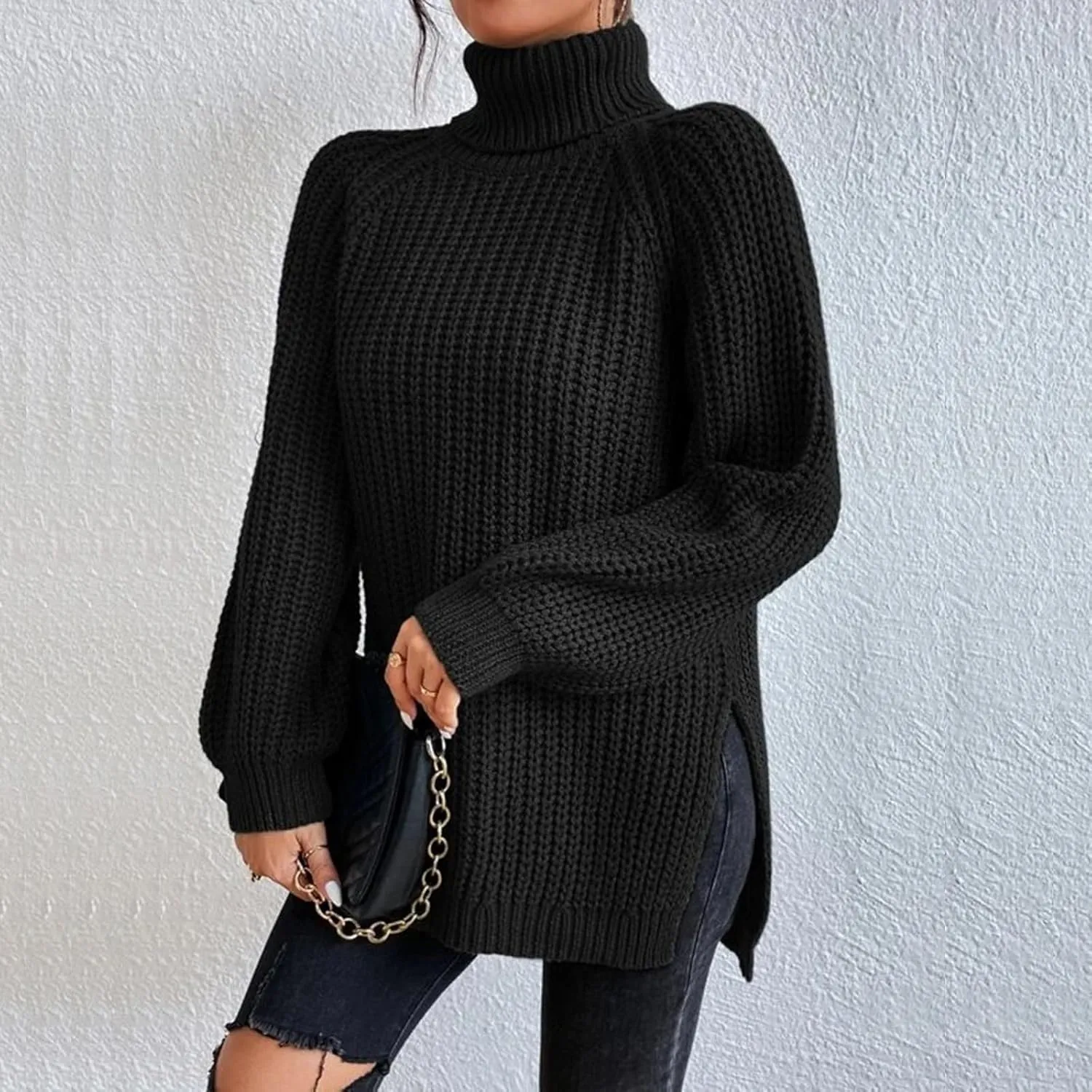 Oversized Sweaters for Women Turtleneck Chunky Pullover Sweater Casual Loose Knit Pullover Sweater Top