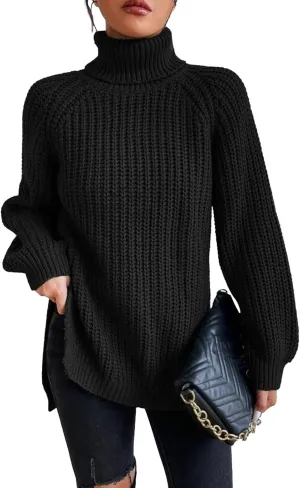 Oversized Sweaters for Women Turtleneck Chunky Pullover Sweater Casual Loose Knit Pullover Sweater Top