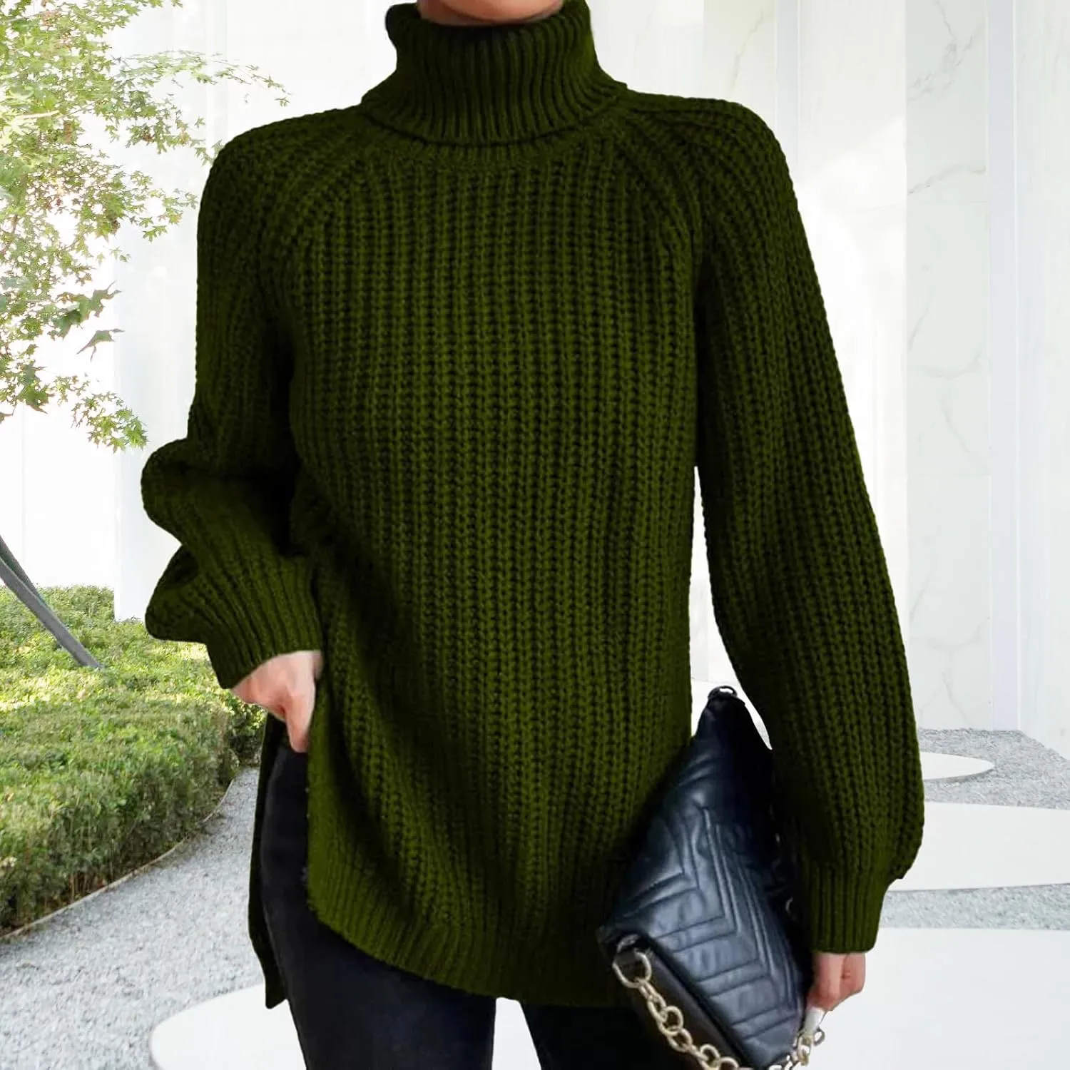 Oversized Sweaters for Women Turtleneck Chunky Pullover Sweater Casual Loose Knit Pullover Sweater Top