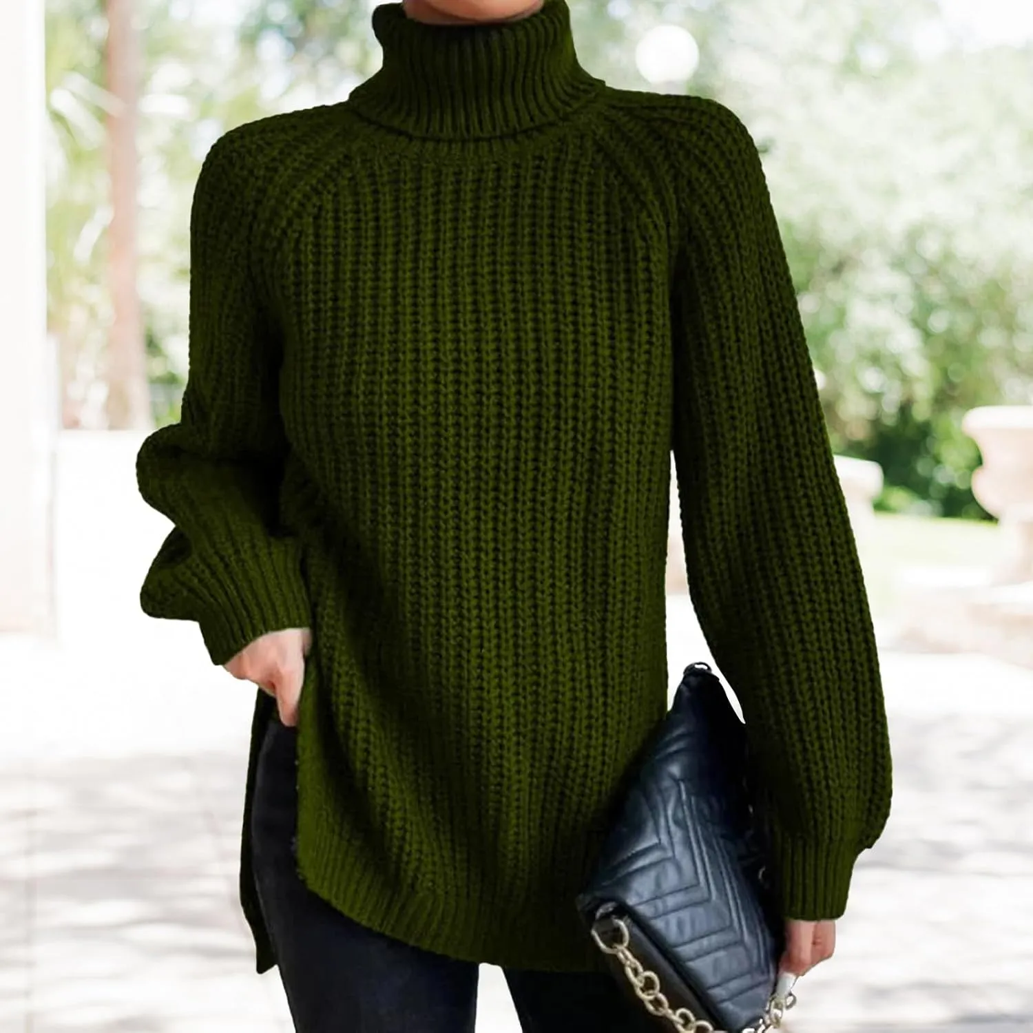 Oversized Sweaters for Women Turtleneck Chunky Pullover Sweater Casual Loose Knit Pullover Sweater Top