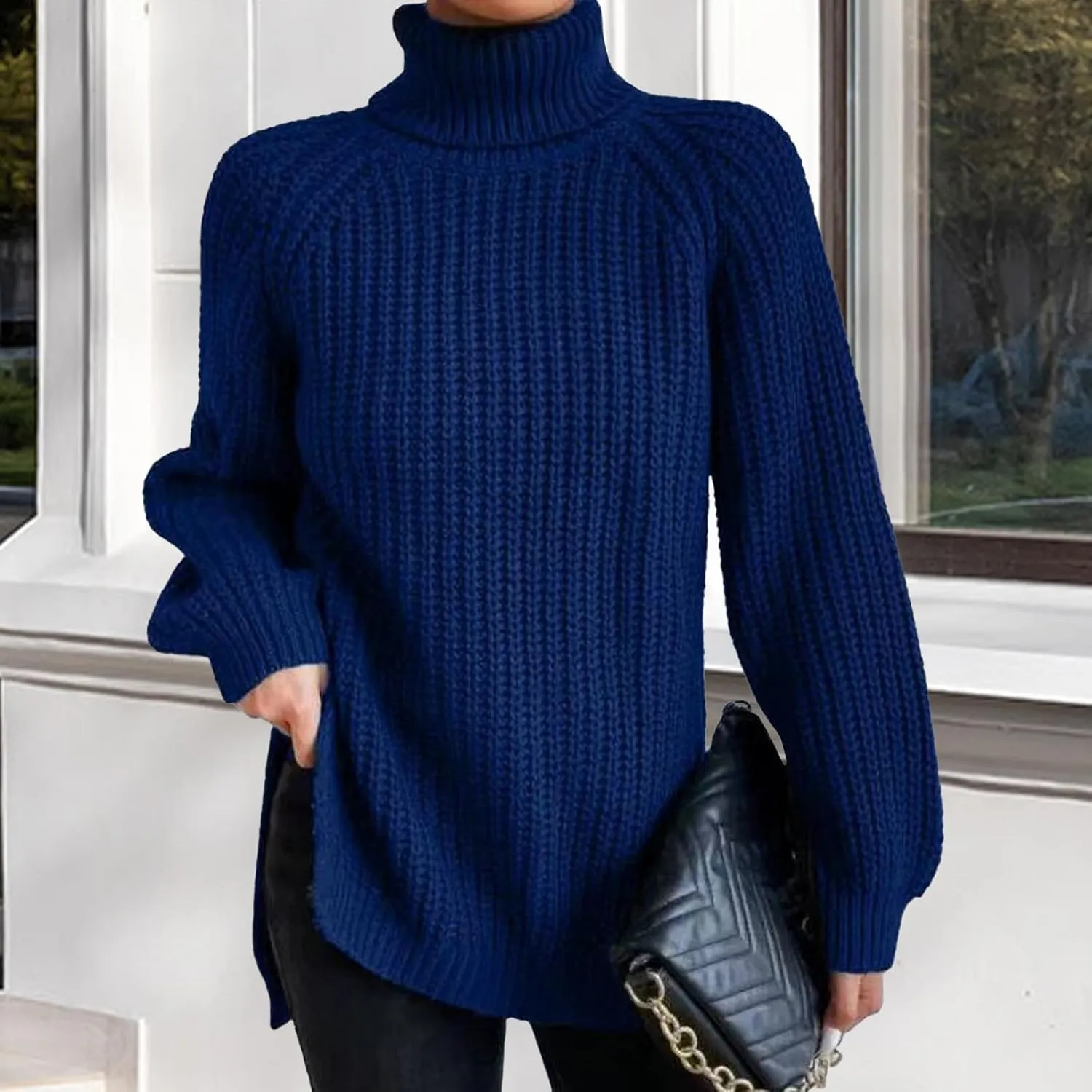 Oversized Sweaters for Women Turtleneck Chunky Pullover Sweater Casual Loose Knit Pullover Sweater Top