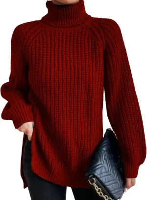 Oversized Sweaters for Women Turtleneck Chunky Pullover Sweater Casual Loose Knit Pullover Sweater Top