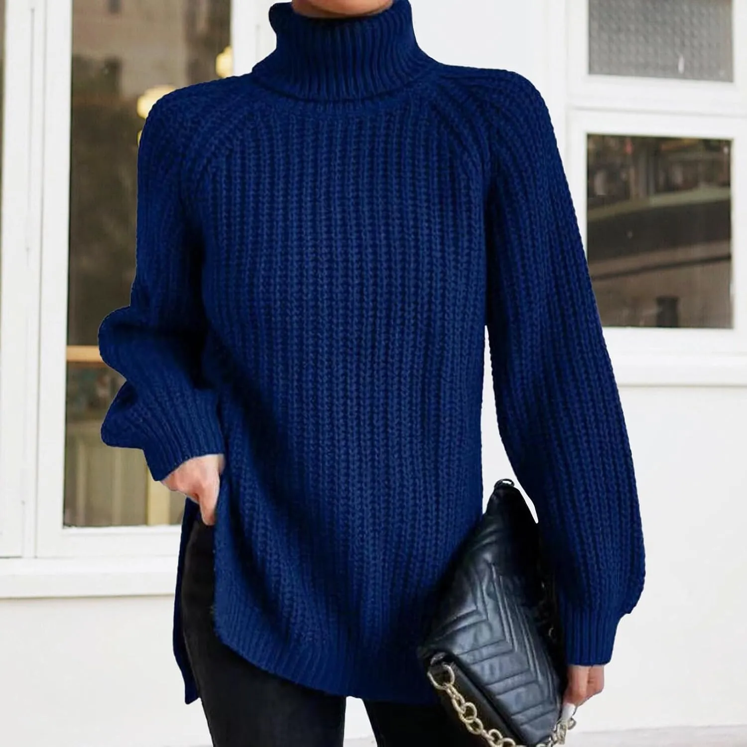 Oversized Sweaters for Women Turtleneck Chunky Pullover Sweater Casual Loose Knit Pullover Sweater Top