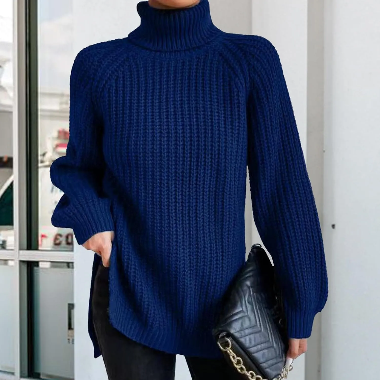 Oversized Sweaters for Women Turtleneck Chunky Pullover Sweater Casual Loose Knit Pullover Sweater Top