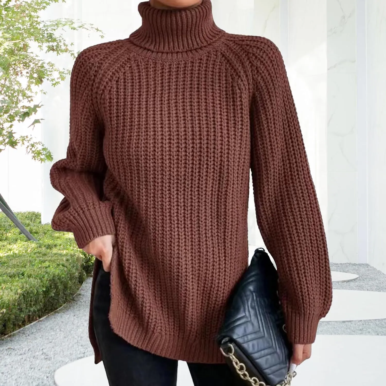 Oversized Sweaters for Women Turtleneck Chunky Pullover Sweater Casual Loose Knit Pullover Sweater Top