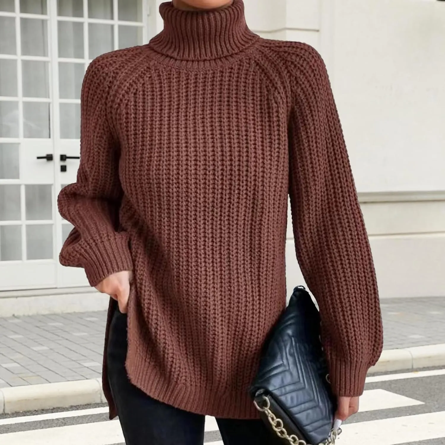 Oversized Sweaters for Women Turtleneck Chunky Pullover Sweater Casual Loose Knit Pullover Sweater Top