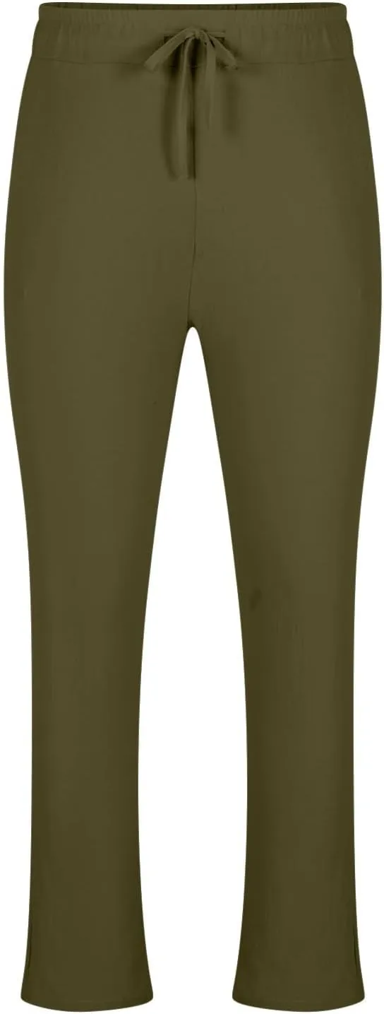 Pants for Men Cotton Linen Trousers Tapered Joggers Slacks Summer Beach Pants Lightweight Drawstring with Pockets