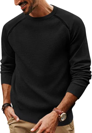 PJ PAUL JONES Mens Sweater Crewneck Knit Sweaters Waffle Textured Pullover Sweaters for Men