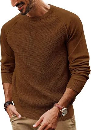 PJ PAUL JONES Mens Sweater Crewneck Knit Sweaters Waffle Textured Pullover Sweaters for Men