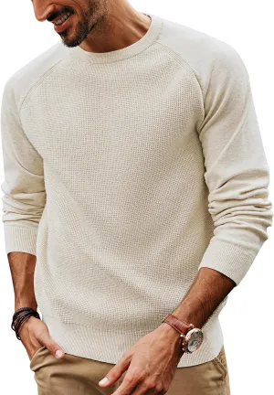 PJ PAUL JONES Mens Sweater Crewneck Knit Sweaters Waffle Textured Pullover Sweaters for Men