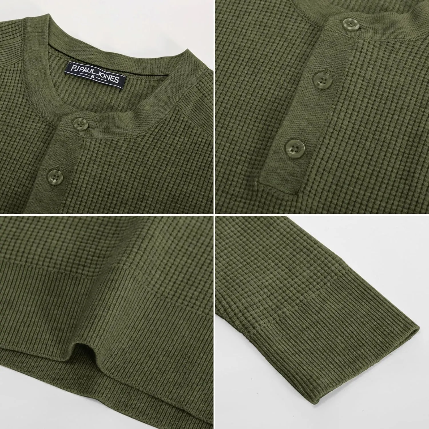 PJ PAUL JONES Mens Sweater Waffle Crewneck Pullover Sweaters Henley Sweater