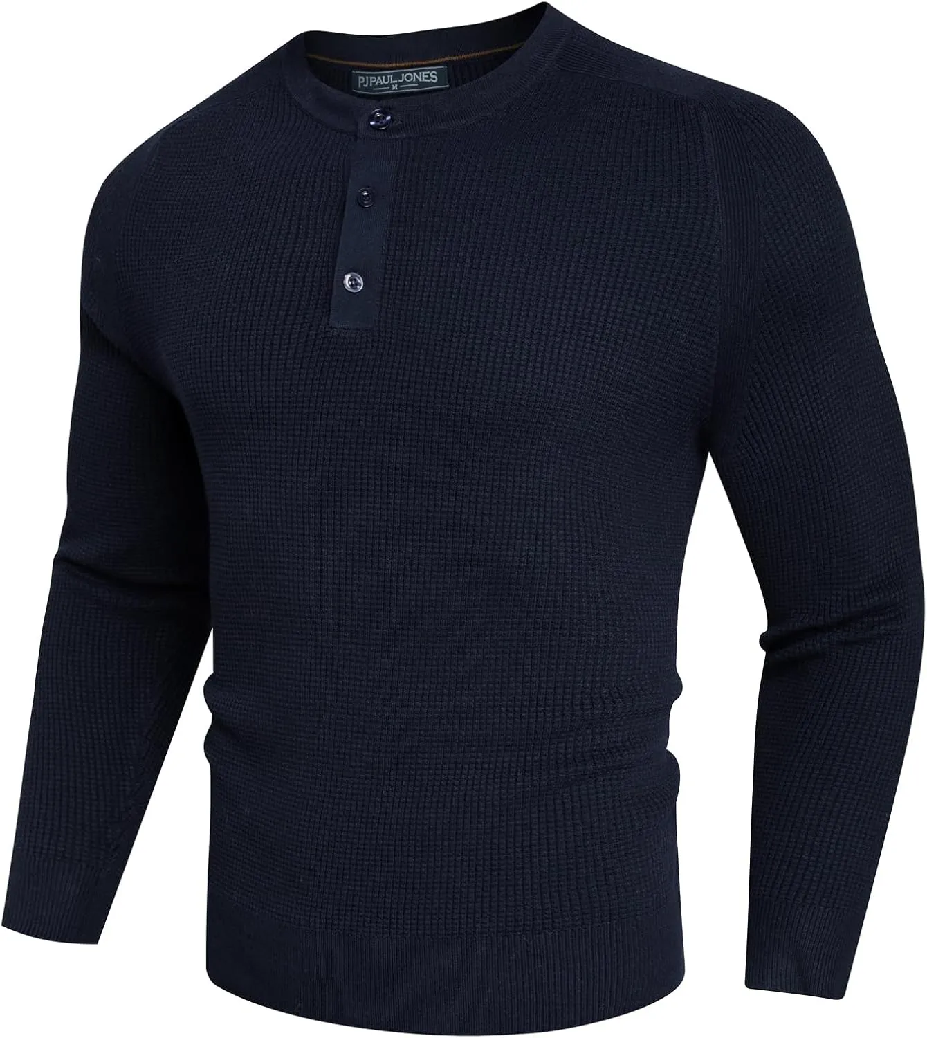 PJ PAUL JONES Mens Sweater Waffle Crewneck Pullover Sweaters Henley Sweater