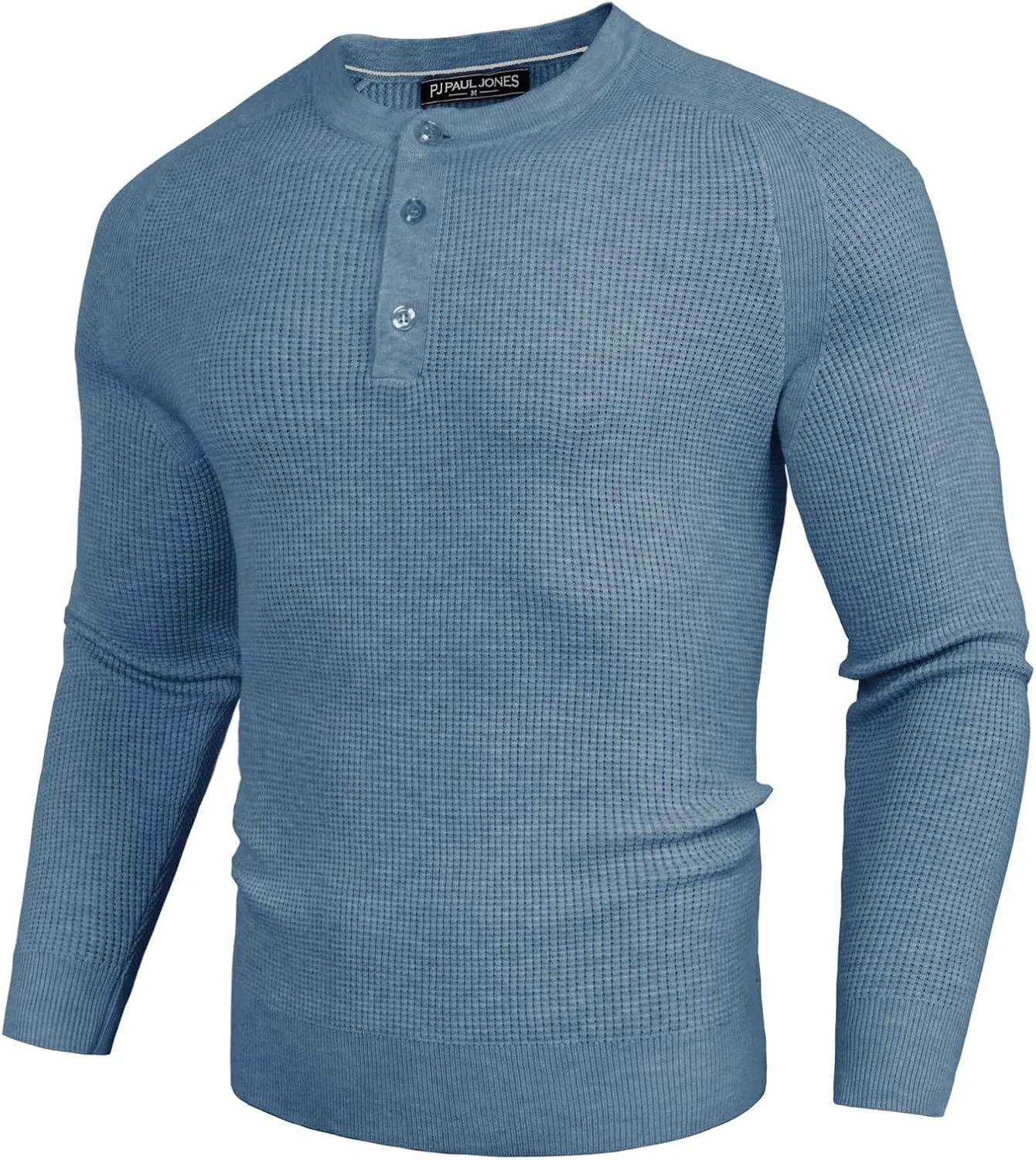 PJ PAUL JONES Mens Sweater Waffle Crewneck Pullover Sweaters Henley Sweater