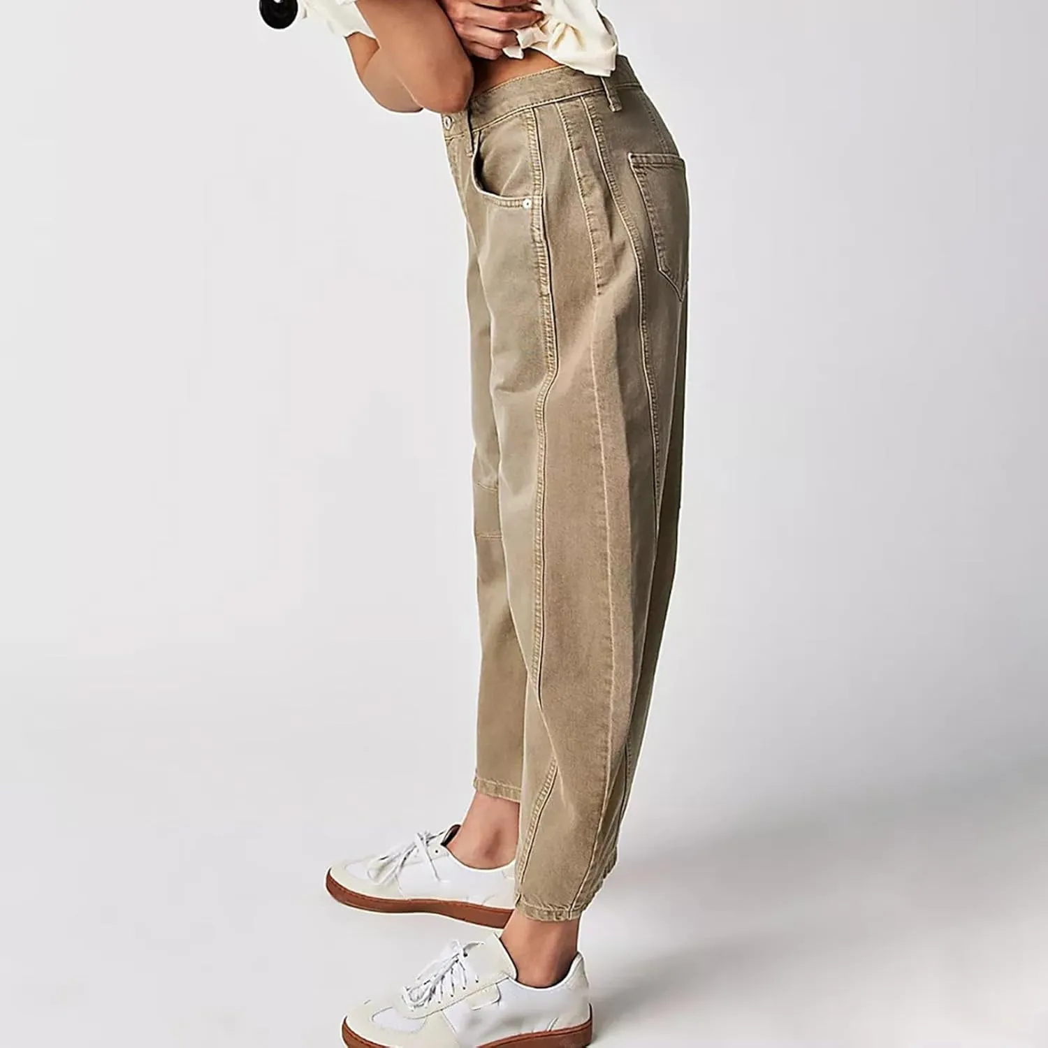 Plus Size Barrel Jeans Women High Waisted Casual Straight Leg Stretch Trendy Bootcut Wide Leg Denim Pant Long Trouser