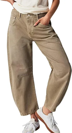 Plus Size Barrel Jeans Women High Waisted Casual Straight Leg Stretch Trendy Bootcut Wide Leg Denim Pant Long Trouser