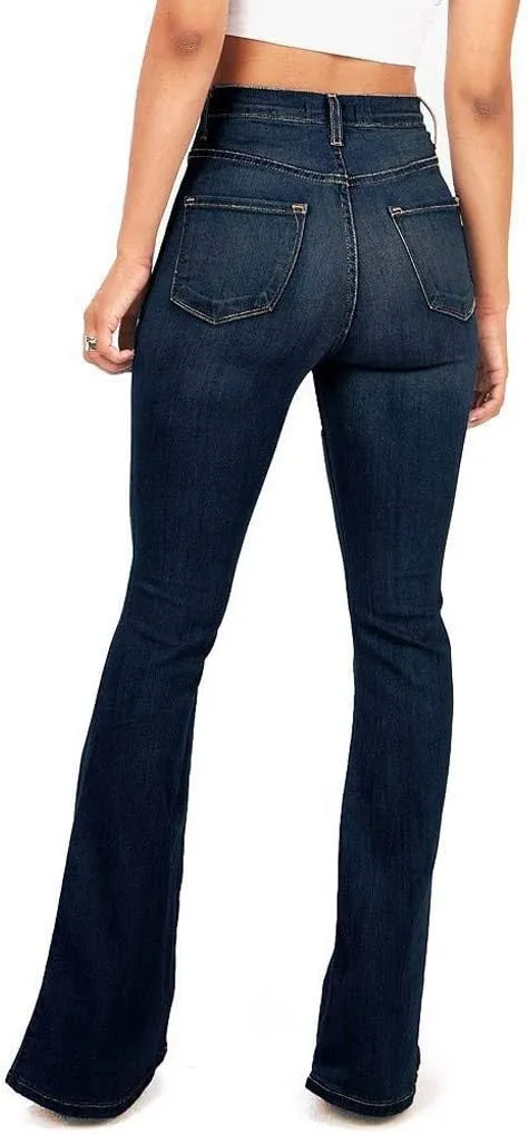 Plus Size Flare Bell Bottom Jeans Oversized Classic High Waisted Bootcut Casual Flare Denim Pants