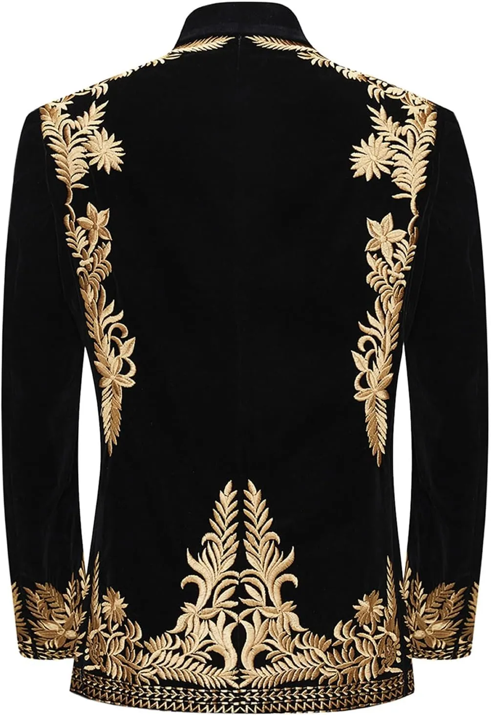Pyiujtr Men's Floral Embroidered Slim Fit One Button Suit Jacket Blazer Peak Lapel for Party Wedding Banquet Prom