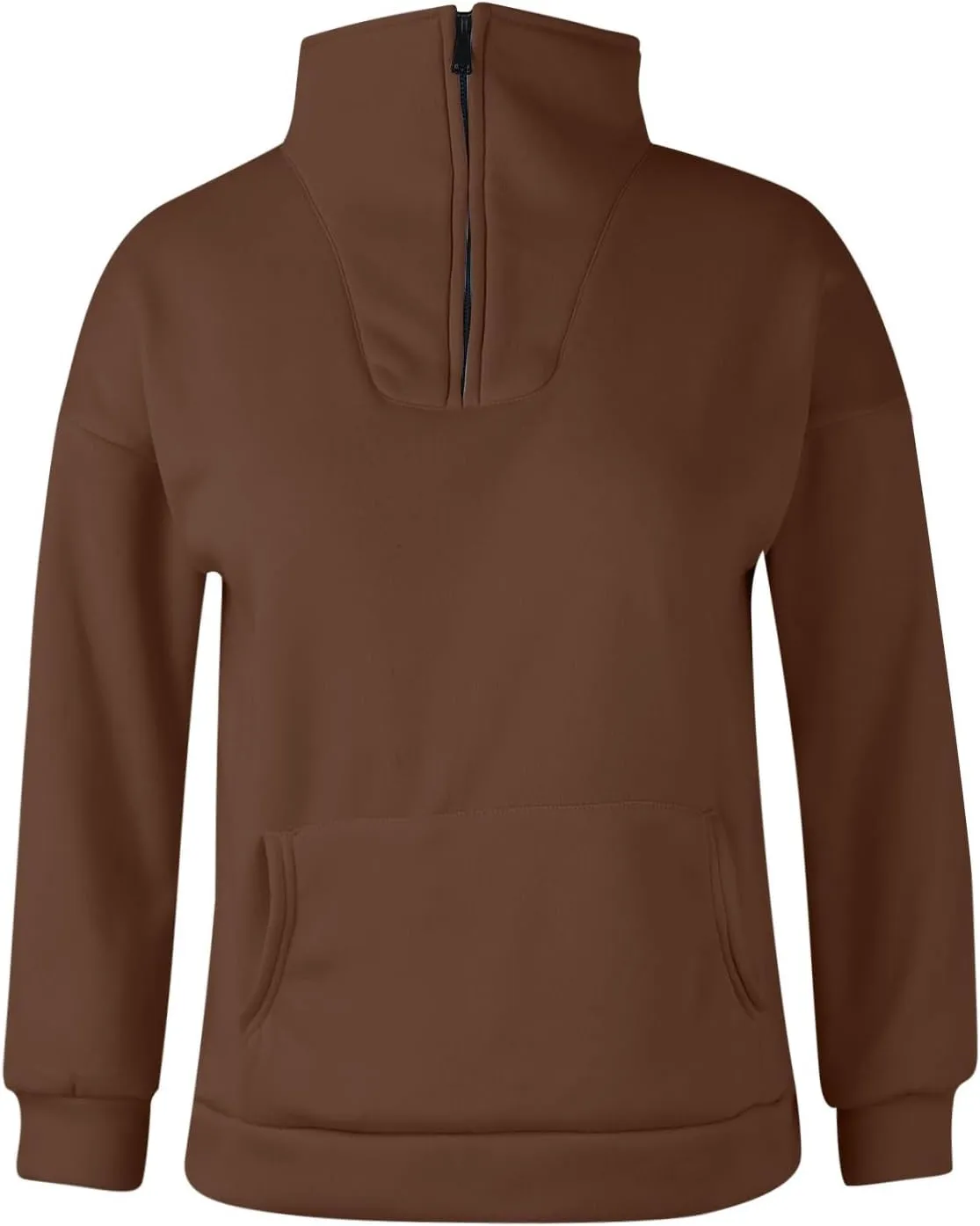 Quarter Zip Pullover Women Solid Color Long Sleeve Sweatshirts Cropped Tops with Pocket 2024 Fall Outfits