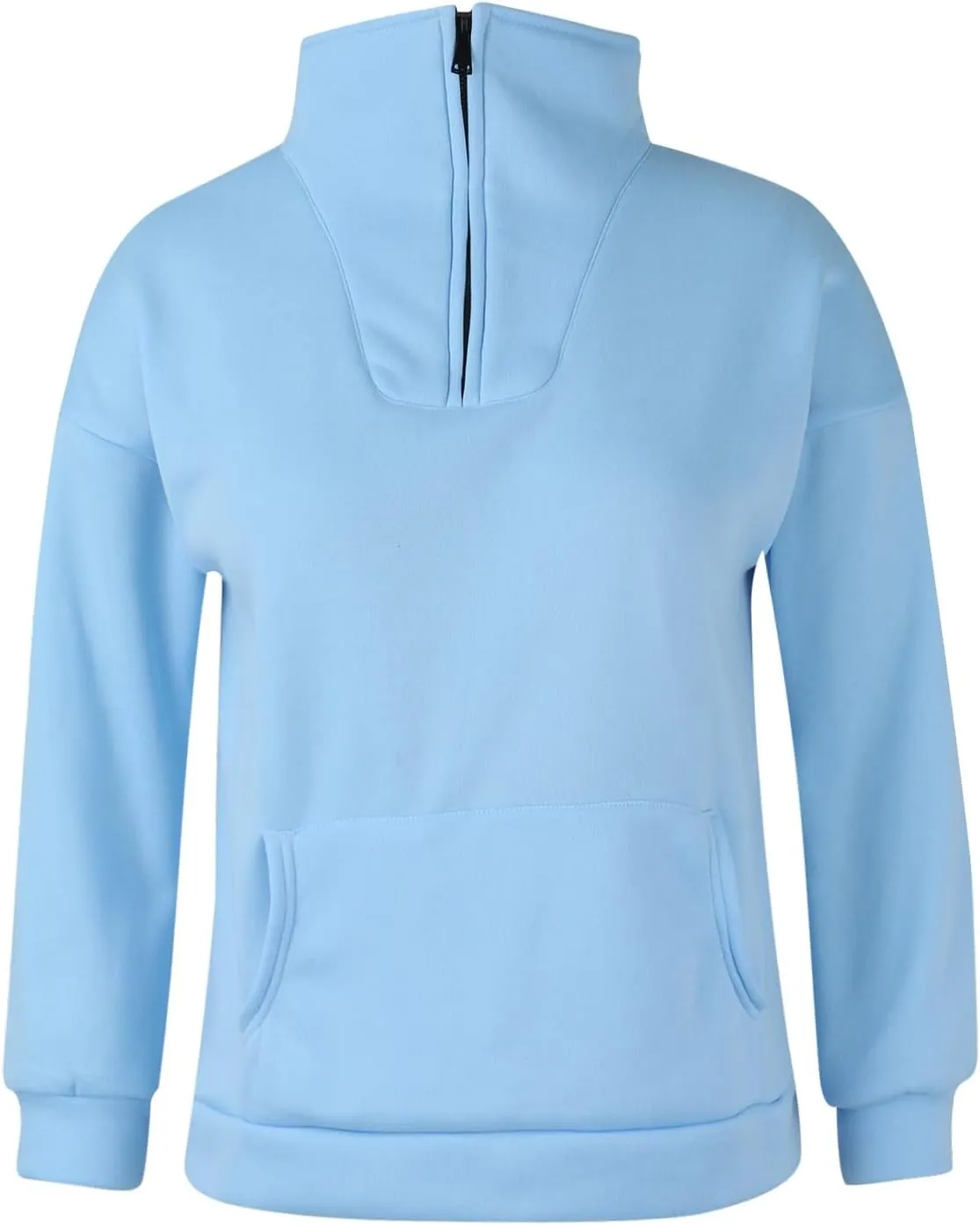 Quarter Zip Pullover Women Solid Color Long Sleeve Sweatshirts Cropped Tops with Pocket 2024 Fall Outfits