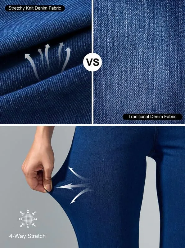Rammus Flare Jeans for Women Crossover High Waisted Bell Bottom Jeans Trendy Yoga Pants Stretchy Flare Leggings with Pockets