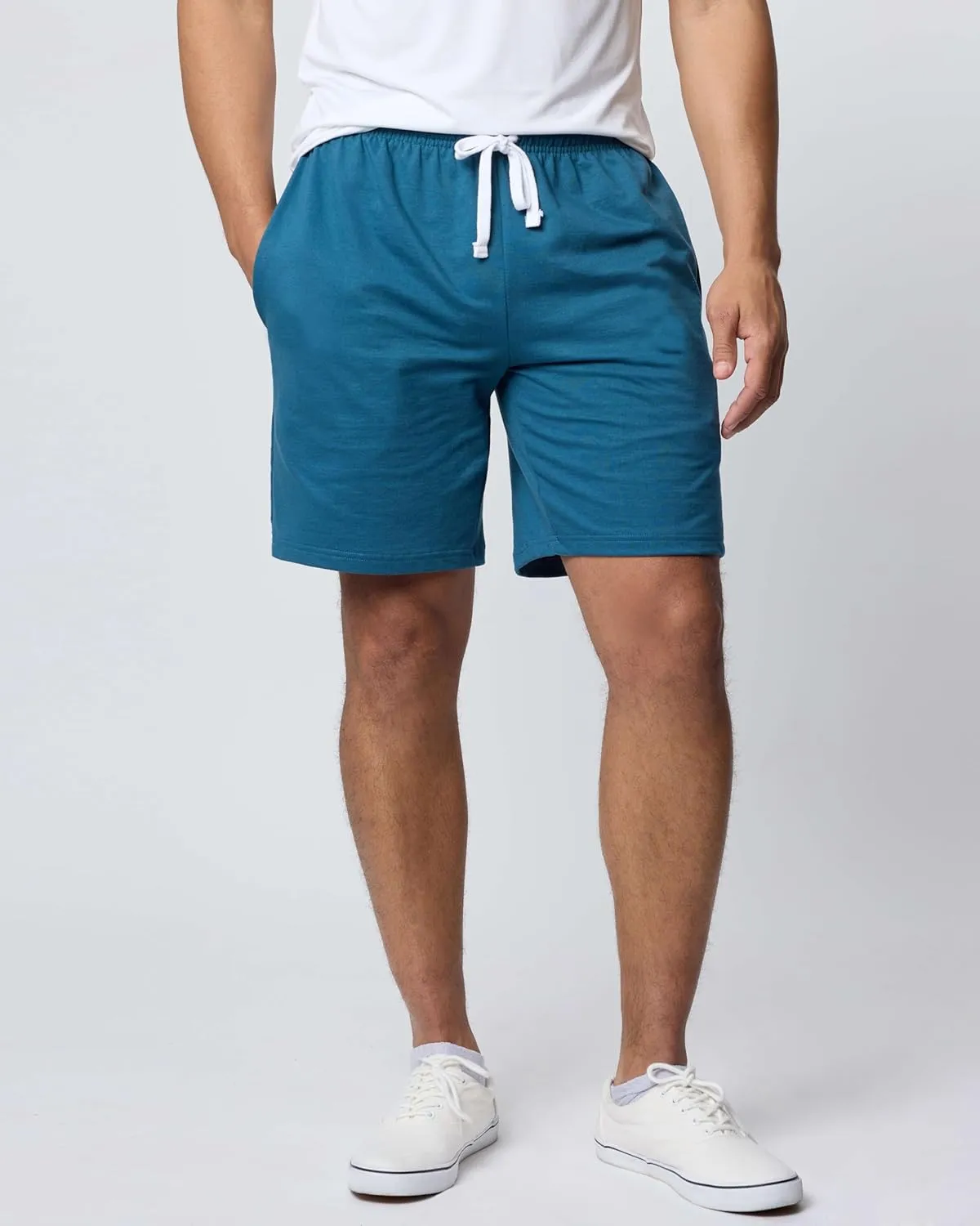 Real Essentials 3 Pack: Men's Cotton 9" French Terry Casual Lounge Sweat Shorts with Pockets (Available in Big & Tall)