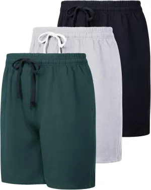 Real Essentials 3 Pack: Men's Cotton 9" French Terry Casual Lounge Sweat Shorts with Pockets (Available in Big & Tall)