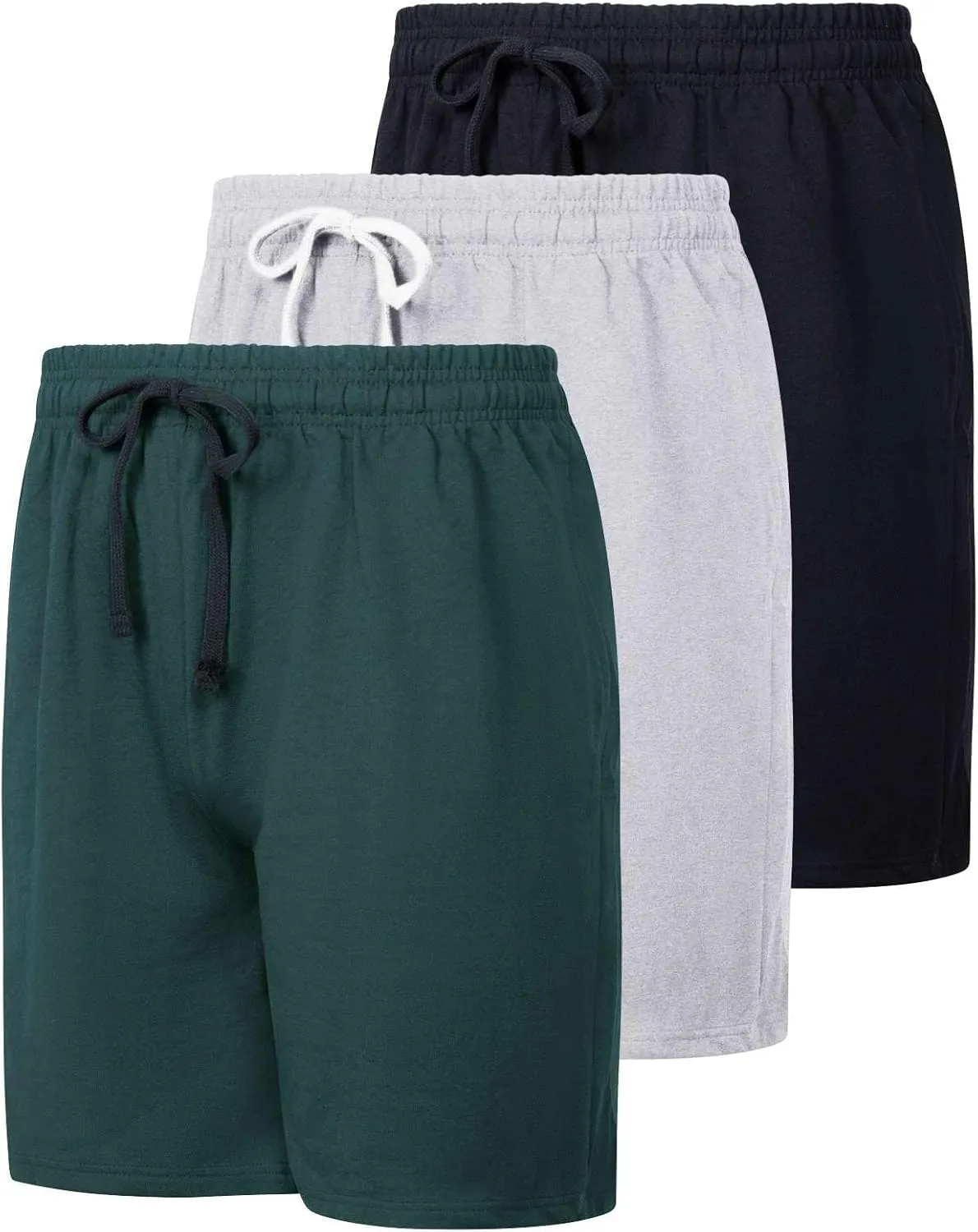 Real Essentials 3 Pack: Men's Cotton 9" French Terry Casual Lounge Sweat Shorts with Pockets (Available in Big & Tall)