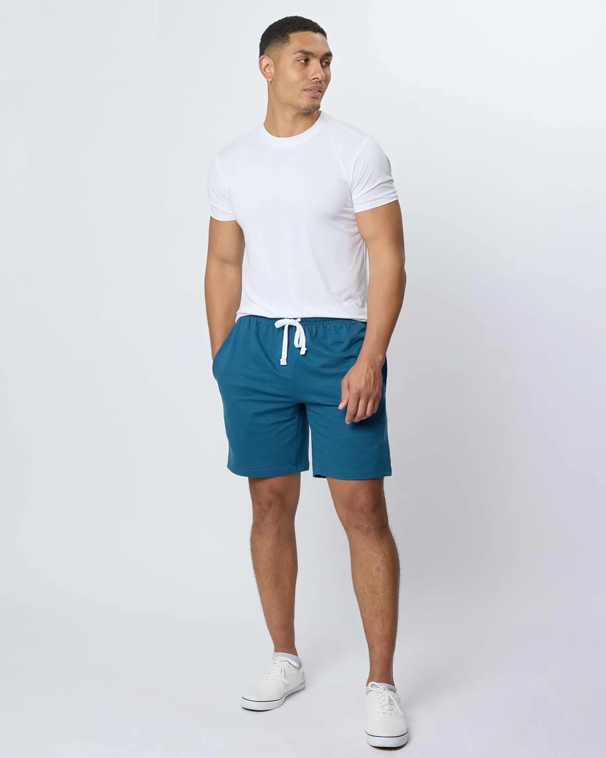 Real Essentials 3 Pack: Men's Cotton 9" French Terry Casual Lounge Sweat Shorts with Pockets (Available in Big & Tall)