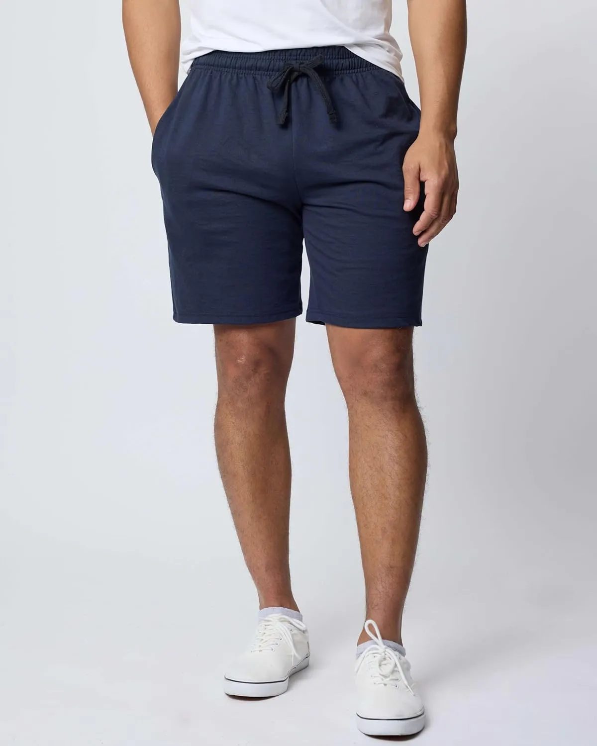 Real Essentials 3 Pack: Men's Cotton 9" French Terry Casual Lounge Sweat Shorts with Pockets (Available in Big & Tall)