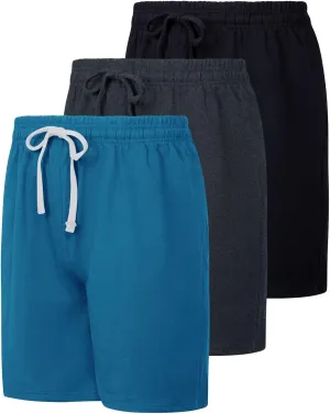 Real Essentials 3 Pack: Men's Cotton 9" French Terry Casual Lounge Sweat Shorts with Pockets (Available in Big & Tall)