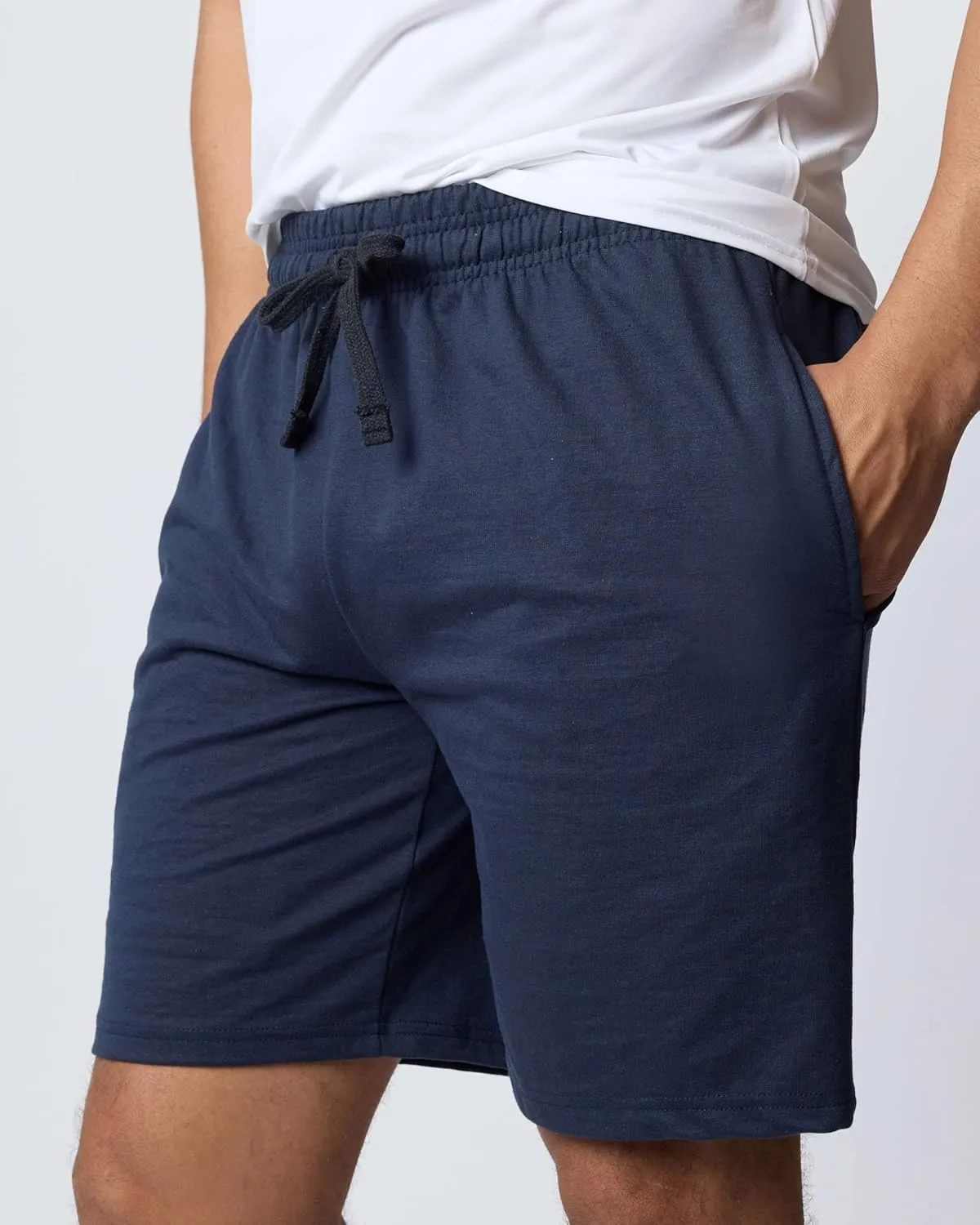 Real Essentials 3 Pack: Men's Cotton 9" French Terry Casual Lounge Sweat Shorts with Pockets (Available in Big & Tall)
